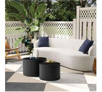 WOVREO Lot de 2 tables basses gigognes rondes Ø60x40 et Ø48x35 cm noir mat MDF sans montage