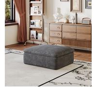 WOVREO Pouf ottoman modulable 90 x 70 x 42 cm en velours côtelé gris foncé, rembourrage mousse compressé