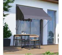 WOVREO Store banne de balcon 300 x 120 cm sans perçage, réglable en hauteur 220-310 cm, manuel, gris foncé