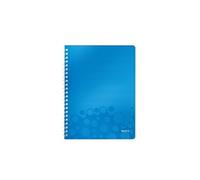 Leitz, Cahier à spirales A4 PP quadrillé, 160 pages 80g/m², Leitz WOW, Bleu, 46380036