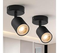 wowatt 2 pcs Plafonnier Spots Noir Gu10 Spot Plafond Orientable San Ampoule | Applique Mural Pivotant, Plafonnier Luminaire Moderne, Éclairage de Plafond pour Chambre Salon Salle à Manger Cuisine Couloir