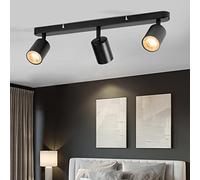 wowatt Plafonnier 3 Spots LED Orientable Gu10 Rampe Spots Noir Sans Ampoule | Spot de Plafond Moderne, Luminaire Plafonnier Pivotants, Rail de Spot, Applique Murale pour Chambre, Salon, Cuisine, Couloir