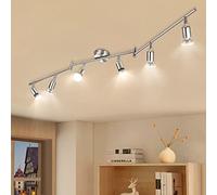 wowatt Plafonnier LED 6 Spots Nickel 6x 5W Ampoules GU10 Blanc Chaud 2800K | Spot Interieur Plafond Orientables, Luminaire Plafonnier Barre, Rampe Spots Rail pour Couloir, Salon, Salle à Manger, Cuisine