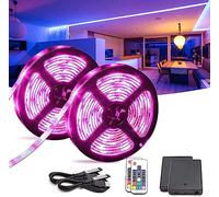 WOWLED - Batterie & USB 2 en 1 LED Strip Lights, 2 Pack 2m 60LED USB TV Backlights RGB Strips avec télécommande RF, éclairage à changement de couleur alimenté par batterie