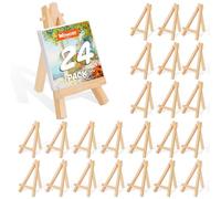 WOWOSS Lot de 24 Mini Chevalet d'exposition en Bois, Petit Chevalet de Portable Pliable pour Panneaux, Petites Toiles, Présentoirs de Table, Photos, Marque-places de Mariage
