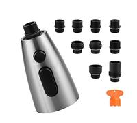 WOWOW Tête de robinet de cuisine de rechange en nickel brossé, buse de pulvérisation extractible à 3 fonctions avec 9 adaptateurs pour robinet d'évier de cuisine, norme américaine pour robinets Moen