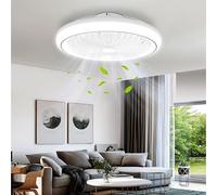 wowspeed 47cm Ventilateur de Plafond avec Lumiere et Télécommande, Modernité Ventilateur Plafond Silencieux 6 Vitesses, LED réversible et dimmable, 3 températures de Couleur en Option, Timing