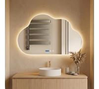 wowspeed Miroir de Salle de Bain avec éclairage - 80 x 50 cm - avec 3 Couleurs de lumière - Intensité Variable - Miroir de Salle de Bain LED avec éclairage Anti-buée et Interrupteur Tactile - Miroir