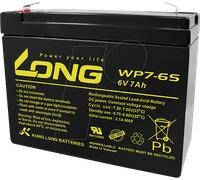 WP 7-6S - Batterie plomb feutre, 6 V, 7 Ah