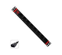 WP Rack WPN-PDU-C01-08 Multiprise électrique Rack 19" avec 8 Prises universelles Ita 10/16 A et Schuko, câble de 2 m avec fiche C14 VDE avec Prise UPS, 250 V/3500 W, Noir