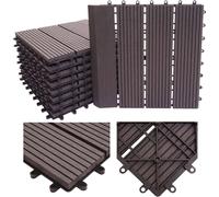 WPC Carreau de sol Rhône + finition, aspect bois balcon/terrasse, 11x 30x30cm = 1qm Premium ~ anthracite linéaire vertical