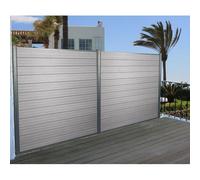 Wpc Pare-Vue Sarthe, Abat-Vent, Clôture, Aluminium Premium Lot De 2, 3,75m, Gris Gris