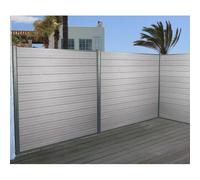 Wpc Pare-Vue Sarthe, Abat-Vent, Clôture, Aluminium Premium Lot De 3, 5,6m, Gris Gris
