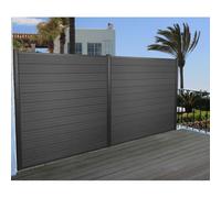 Wpc Pare-Vue Sarthe, Abat-Vent, Clôture, Poteau En Aluminium Lot De 2, 3,75m, Anthracite Gris