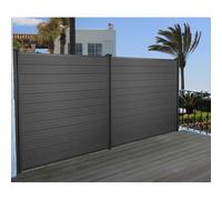 Wpc Pare-Vue Sarthe, Abat-Vent, Clôture, Poteau En Wpc Lot De 2, 3,76m, Anthracite Gris