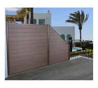 Wpc Pare-Vue Sarthe, Abat-Vent, Poteau En Aluminium Lot De 2 Oblique - 2,82m Marron Marron