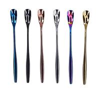 WPKD BLUEIY Ensemble de Cuillères à Latte Colorées,6 Pièces Cuillère à Mélanger le café Colorée en Acier Inoxydable,pour Café thé Glacé Désert(1,4x15,2cm)
