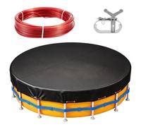 WPPQWP Bâche de piscine ronde Ø 304 cm 210D Oxford pour piscine hors sol | Bâche de piscine résistante aux intempéries et aux UV avec câble en acier et tendeur, protection contre les feuilles