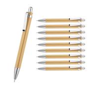 WPRO Ben Lot de 10 porte-mines en bambou | Automatiques | Rétractables | Corps Clip Pointe en métal | Mine de crayon | Robuste et durable