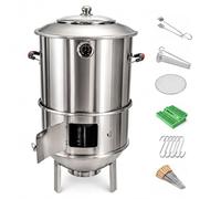 WPWSDWMX Fumoir Vertical en Acier Inoxydable Gril Charbon avec Thermostat Chaleur Uniforme BBQ Extérieur Complet Accessoires Jardin Camping