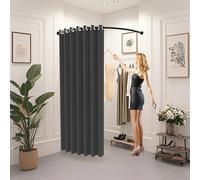 WPYGHLJN Cabine D'Essayage Mobile, Portable Magasin V¨ºtements Noir Vestiaire, Forme De C Rail Montage Mural Dressing pour Centre Commercial, Bureau et Chambre