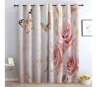 WQBQKKX Rideaux avec Motif Fleur Très Doux Rideaux Vert Émeraude à Oeillet Rideau Opaque, Rideau Fenetre Salon Intérieurs-H160 x L70 cm (2 Panneaux)
