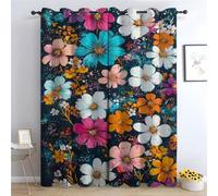 WQBQKKX Rideaux décoratifs à Lignes abstraites pour Salon Fleur Très Doux Rideaux Vert Émeraude à Oeillet Rideau Opaque, Rideau Fenetre Salon Intérieurs-H180 x L100 cm (2 Panneaux)