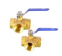 WQGQPXOB 1/4" 3/8" 1/2" 3/4" 1" BSP Female Brass Full Port T-Port L-Port 3 Way Ball Valve Connector Adapter for Water Oil Air Gas(T-Type,0.25 inch)