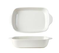 WQQYU6HKF Servir le plat Plat de cuisson rectangulaire en céramique à double poignée, usage domestique pour cuisine(Blanc,Moyen)