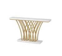 WQQYU6HKF Table d'entrée Console d'entrée Moderne avec Base en métal Forme de Grille for Couloir Mobilier(Blanc)