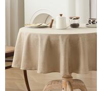 Wracra Nappe Ronde 120 cm, Nappe de Table Impermeable Café | polyester, couleur unie, aspect lin, résistant à la décoloration, infroissable, résistant à la chaleur
