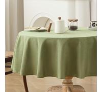 Wracra Nappe ronde imperméable de 140 cm pour intérieur et extérieur, infroissable, lavable, en polyester, pour un usage quotidien, vert sauge, ronde, 140 cm