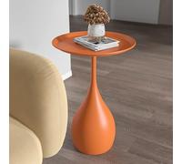 WRatx Table d'appoint en métal avec Plateau, Petite Table Basse Ronde, Table de canapé, Table d'appoint Moderne, Table de Chevet pour Chambre à Coucher, Assemblage Facile (Orange A)