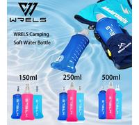 WRELS Camping bouteille d'eau douce boire Sport sac pliant flacon en plein air course hydratation Pack taille vélo sans BPA light blue 150ml