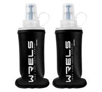 WRELS Gourde Souple Running Pliable,Pack de 2 150ml Flasque Running-Idéal pour Course à Pied, Trail, Randonnée-Sans BPA(Noir)