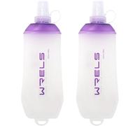 WRELS Pack de 2 Flasque Running 350ml-Gourde Running Souple avec Anneau de Suspension,Bouteille D'eau Pliable sans BPA pour Course à Pied, Trail