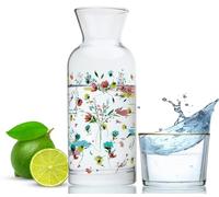 Wrenbury Carafe à eau de chevet et ensemble en verre - Pichet en verre de 700 ml avec coupe - Décanteur élégant pour la chambre et la salle à manger - Design floral
