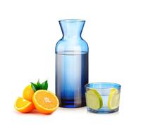 Wrenbury - Carafe à eau de nuit en verre bleu et ensemble de verres 700ml - Décanteur pour chevet et bain de bouche - Idéal pour l'hydratation dans la chambre et la salle de bain - Brume bleue
