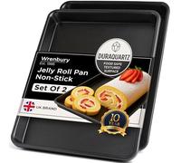 Wrenbury Swiss Roll Lot de 2 moules plats en acier carbone DuraQuartz anti-adhésif pour four - Grande plaque de cuisson pour roulade - 39 x 27 cm