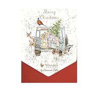 Wrendale Designs by Hannah Dale - Conduite à la maison pour Noël - Lot de 8 cartes de Noël