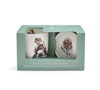 Wrendale Designs - Ensemble tasse et dessous de verre « Piggy in The Middle »