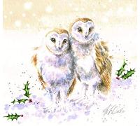 Wrendale Designs Festive Owl Impression sur toile carrée Blanc Noël 20 cm