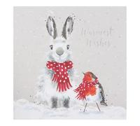 Wrendale Designs Lot de 8 cartes de Noël de luxe Motif lapin et rouge-gorges