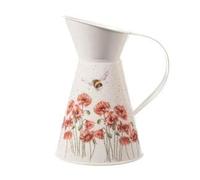 Wrendale Designs - Pichet en acier au carbone - Blanc - 17 cm de diamètre x 25 cm de hauteur - Coquelicots et abeilles - Champêtre français