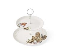 Wrendale Designs Royal Worcester Wrendale Deigns Présentoir à gâteaux Festif à Deux étages Motif Rouge-Gorge et Lapin Blanc