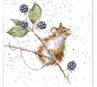 Wrendale Designs Souris imprimée sur toile carrée blanche 20 cm