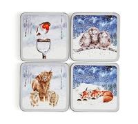Wrendale Dessous de verre Motif ciel d'hiver S/4, 10,5 cm x 10,5 cm