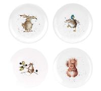 Wrendale Lot de 4 assiettes coupées 20,3 cm - Motifs assortis