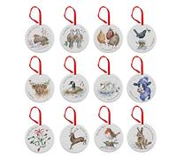 Wrendale Portmeirion Home & Gifts 12 Jours de décorations de Noël, Nombre (Multicolore, 12 pièces (Lot de 1))