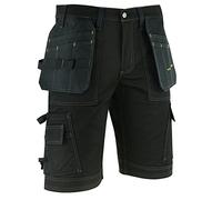 WrightFits Pro Builder Short de Travail Homme - Noir - Sécurité à Usage Intensif - Cargo Avec Poches Holsters - Triple Couture Multi Poches (38W)